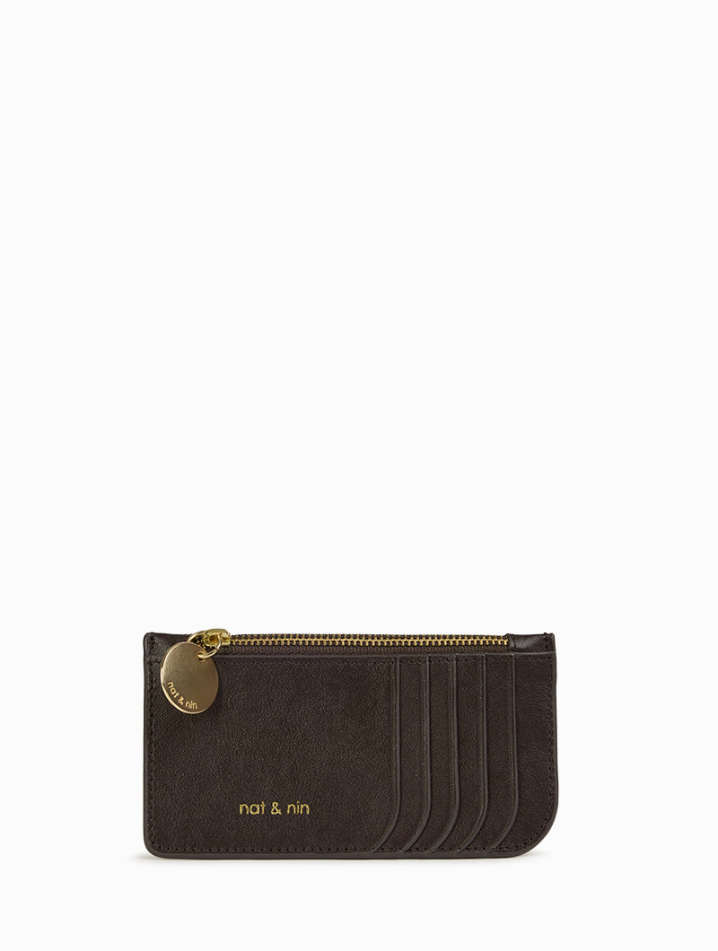 Porte-cartes Femme Vert En Cuir - Mince Et Léger - Portefeuille Compact Pour Quelques Cartes