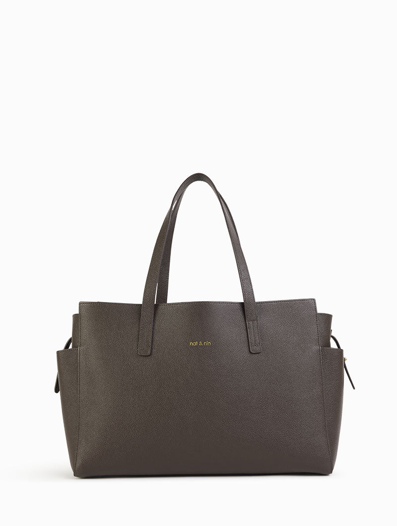 DAKOTA - A4 size leather women's bag removable pocket - nat & nin
