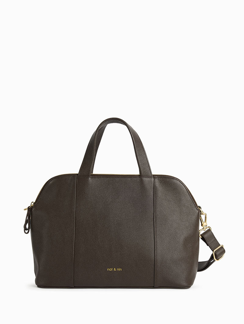 JEANNE - Women's A4 leather bag 3 compartments - nat & nin