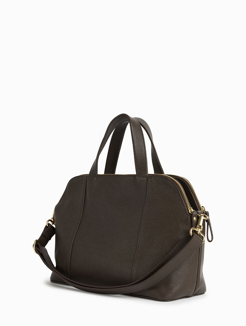 JEANNE - Women's A4 leather bag 3 compartments - nat & nin