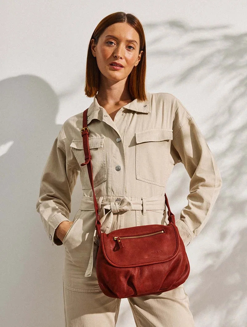 JEN Women s leather messenger bag 2 compartments Nat Nin nat nin