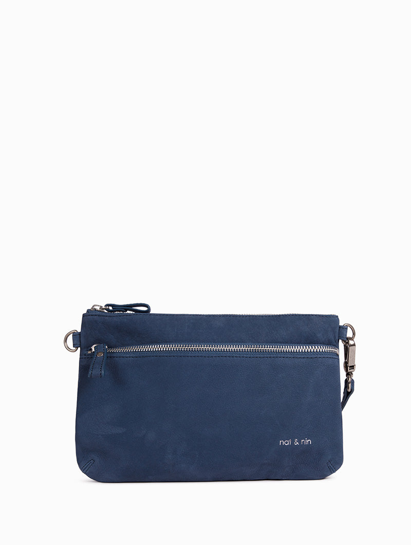 VICKY - Women's leather clutch bag shoulder strap - nat & nin