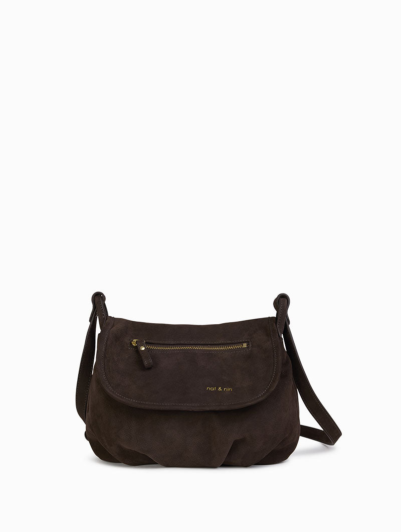JEN - Women's leather messenger bag 2 compartments - nat & nin